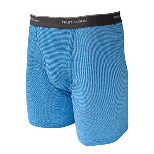 Fruit of the Loom, 12 Pack Random, Men's Underwear - Cotton Boxer Briefs with Fly, Tag Free Blue3