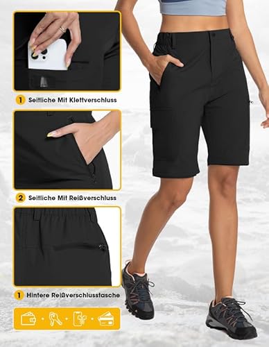 BondiTrekk Damen-Wanderhose-Zip-Off-Trekkinghose, Atmungsaktiv Wanderhose Damen Schnell Trekkinghose Abnehmbar Zip Off Outdoorhose Sommer Hiking Pants Funktionshose Schwarz M