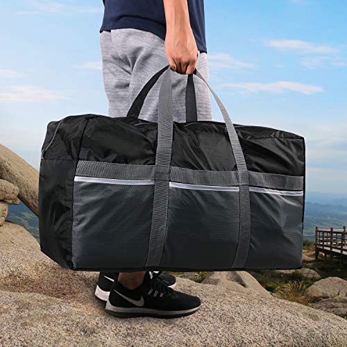 CAMPMAX 75L Extra Large Duffle Bags for Men and Women, Sturdy Oxford Lightweight Foldable Travel Duffel Bag 25x12x15 Inches, Black