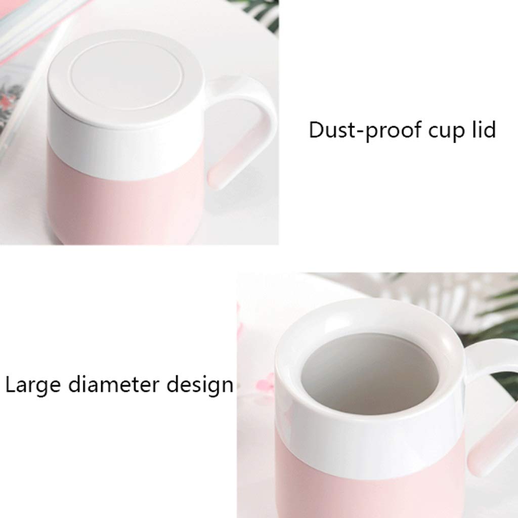 Kaffee-Becher Keramikbecher-Isolierung mit Deckel und Deckelkapazität Becher Glasbuchse Kaffeetasse Wärmedämmung und Anti-Branding-Teetasse 300ml (Color : Pink)