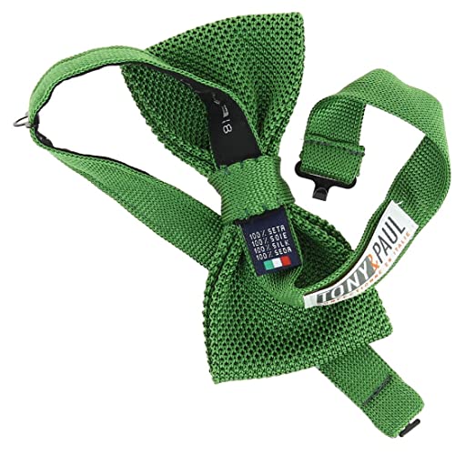 Noeud papillon tricot soie uni vert pour costume homme
