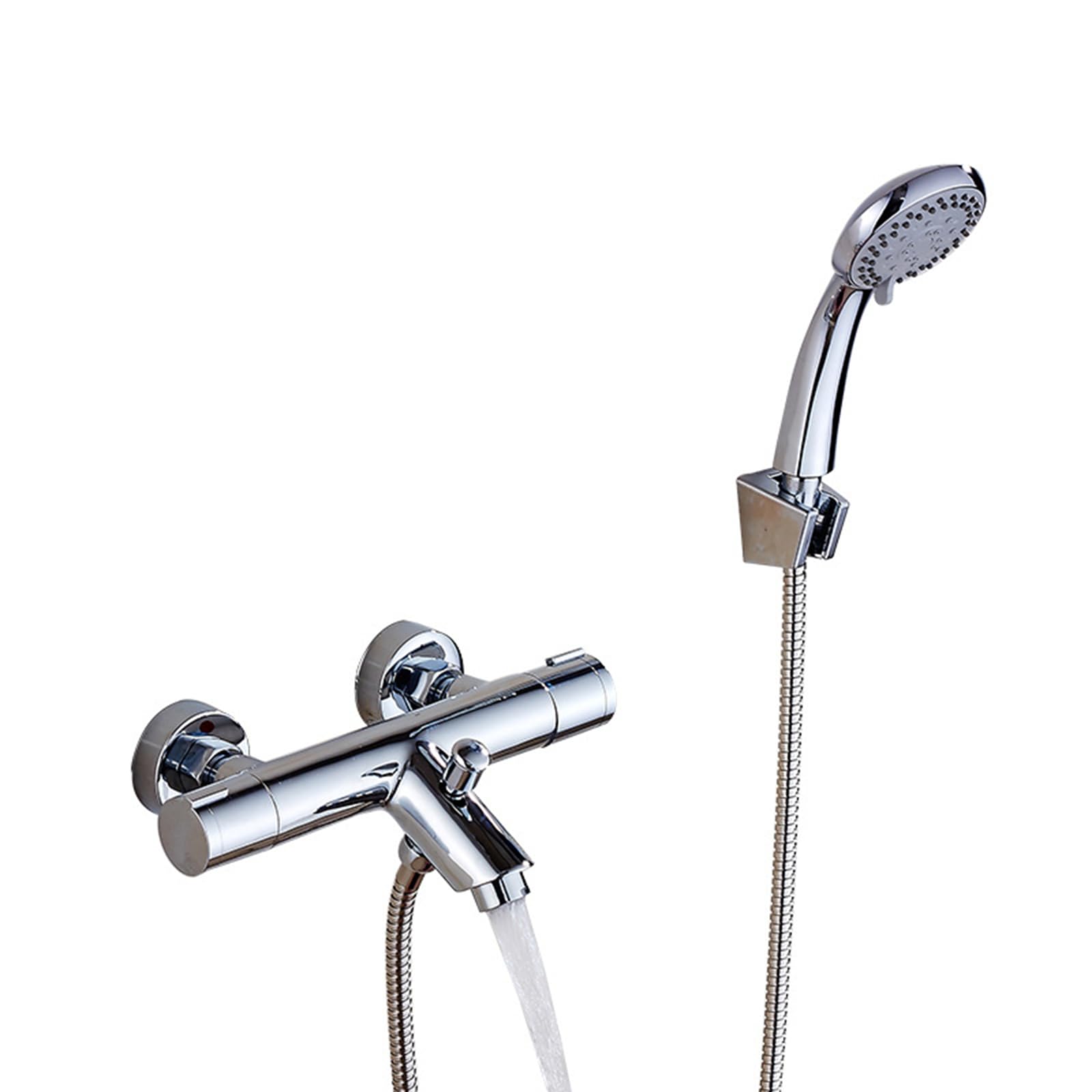 SWENEEN Modern Thermostatic Mixer Shower For Bath Adjustable Shower Bar Silver Shower Taps With Temperature Control,