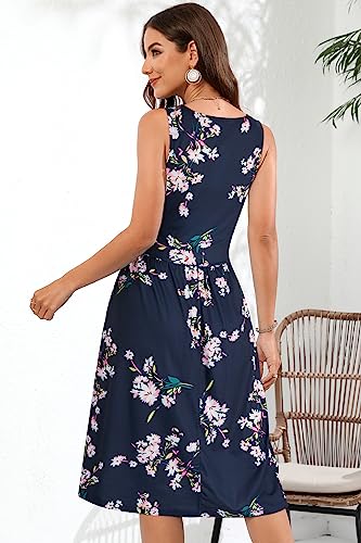 Image of OUGES Women's Summer Spaghetti Strap V-Neck Floral Short Party Dress with Pockets