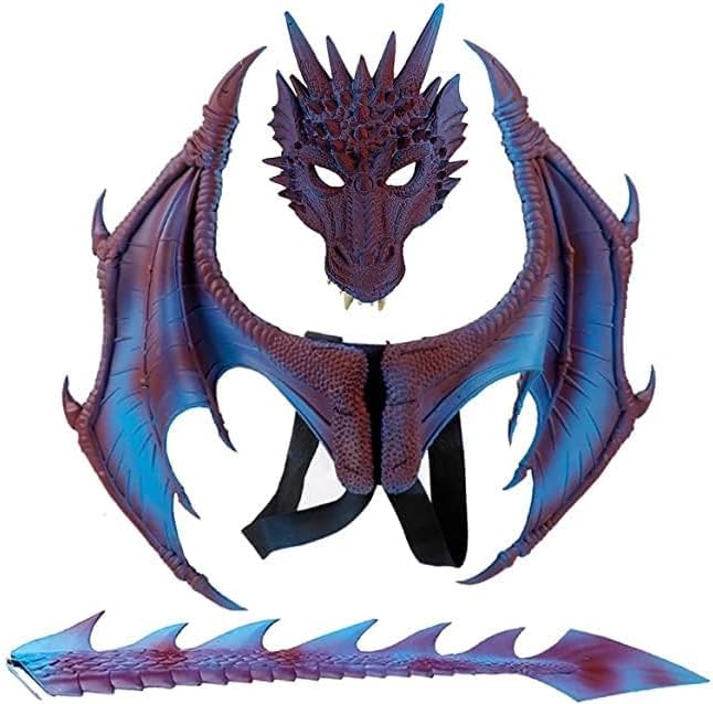 Nirvany Dragon Costume for Kids Boys Girls, Wing Tail Mask Set, Cosplay Halloween Costume - Image 2