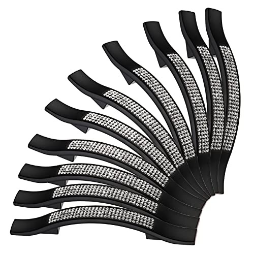 Lanc Black Crystal Cabinet Pulls Kitchen & Bathroom Hardware Cabinet Handles For Bedroom Matte Black Shiny Cabinet Knob 10 Pack Modern Dresser Drawers Pull，B204B96-P10 #TOP8