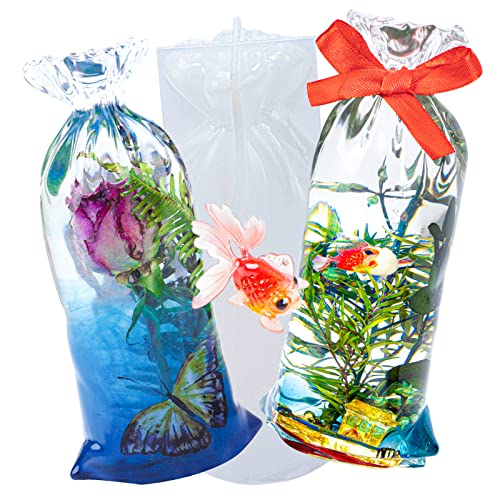 Aquarium Bag Resin Mold Silicone Miniature Diorama Terrarium Fish Tank Herbarium 10oz 6.4inches Tall