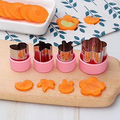 Vegetable Cutters Shapes Set, 16Pcs Mini Cookie Cutters, Vegetable Cutter And Fruit Stamps Mold + 20Pcs Cute Cartoon Animals Food Picks And Forks -For Kids Baking And Food Supplement Accessories #TOP6