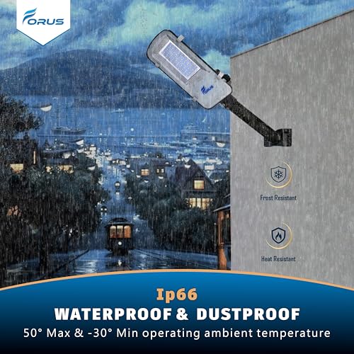 Image of Forus 20W LED Street Light with Motion Sensor - Auto On /Off, Day-Night, 15ft Detection Waterproof Outdoor 20 Watt Lamp for Road, Parking Lot, Industrial Area, Aluminium 4-Year Warranty Cool White -1PC