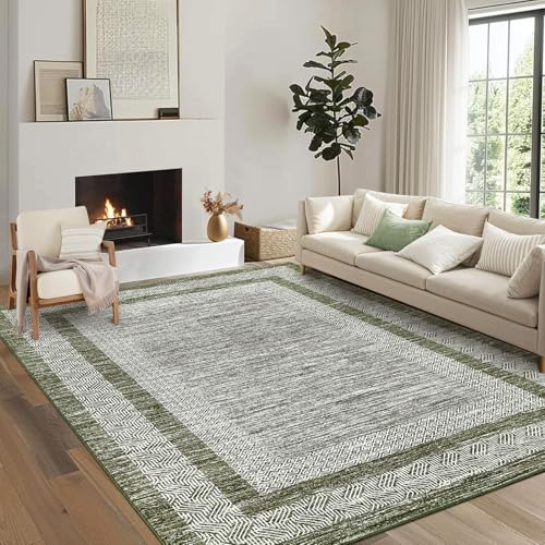 GarveeHome Modern Geometric Area Rug 5x7 Distressed Bordered Rug Washable