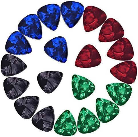 Mudder Assorted Celluloid Guitar Picks Plectrums 0.46 mm, 0.71 mm, 0.96 mm and 1.2 mm, 20 Pack