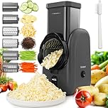 Electric Cheese Grater Rotary Slicer-One-Touch Control Vegetable Slicer, Nuts Grinder Cheese Shredder for Home Kitchen Use, 6 Replaceable Stainless Steel Blades(Black)