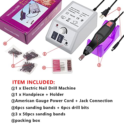 Professional Electric Nail Drill Machine Nails File Manicure Set Low Noise Vibration With 156Pcs Sanding Bands For Acrylic Nail Drill Gel Art Remover Pedicure Tool Glazing Polisher Polishing Grinder #TOP5