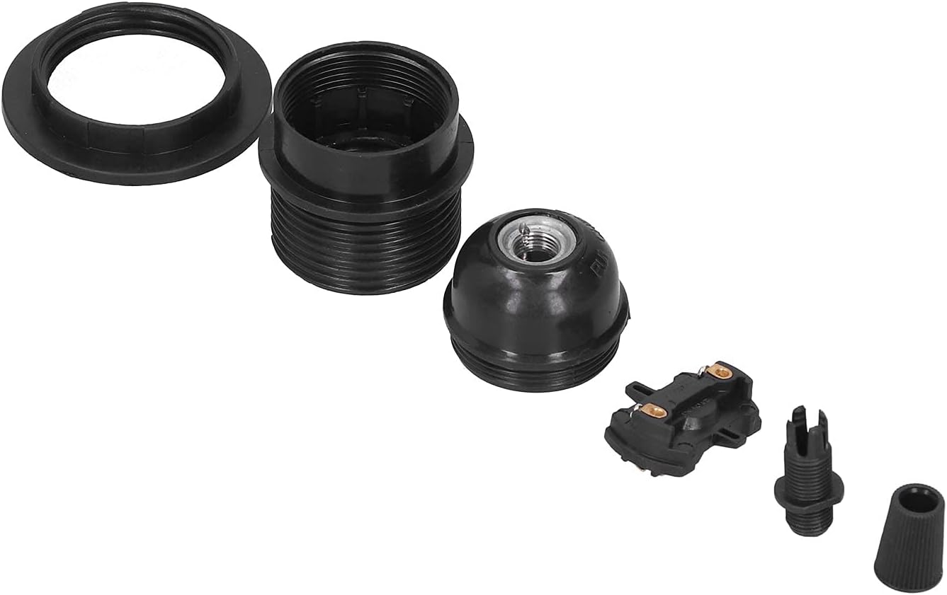 Fdit E27 Light Socket, Half Thread Screw Lamp Holder with Cord Buckle, Insulated High Strength PPA Plastic Shell, Conductive Copper Sheet, for Home Use