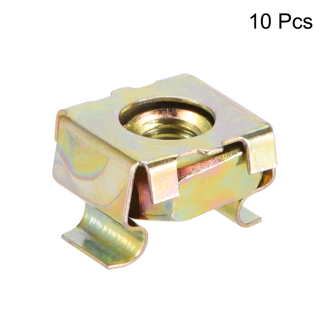 uxcell M5 Cage Nuts for Server Rack Cabinet, Carbon Steel Yellow Zinc Plated, Pack of 10