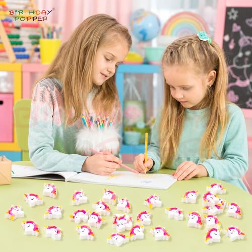 Image of Birthday Popper 45 Pcs Unicorn Shaped Erasers for Kids as Birthday Return Gift - 8mm Thick 3D Pencil Erasers for Boys & Girls - Classroom Rewards, Fun Stationery Gift, School Supplies