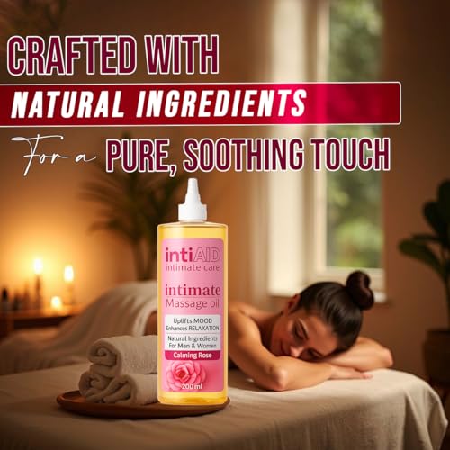Image of Rose Intimate Massage Oil. Luxuriously Scented Self-Care Oil for Personal Moments. Sensual Touch for ultimate Pleasure & Relaxation - 200ml.