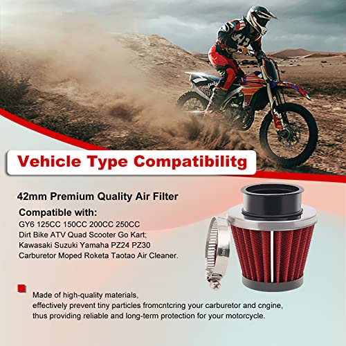 Jcklw 42Mm Air Filter For Gy6 125Cc 150Cc 200Cc 250Cc Motorcycle Quad Scooter Atv Dirt Bike Go Kart Compatible With Kawasaki Suzuki Yamaha Pz24 Pz30 Carburetor Moped Roketa Taotao Air Cleaner（3Pc) #TOP6