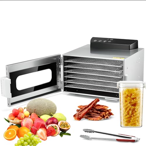 Edelstahl Dörrautomat, 1000W Obsttrockner Maschine mit Temperatur/Zeiteinstellung, inklusive Lebensmittelclip und Trockenfrüchtebehälter, ideal für Gemüse und Trockenfrüchte Edelstahl Dörrautomat, 1000W Obsttrockner Maschine mit Temperatur/Zeiteinstellung, inklusive Lebensmittelclip und Trockenfrüchtebehälter, ideal für Gemüse und Trockenfrüchte