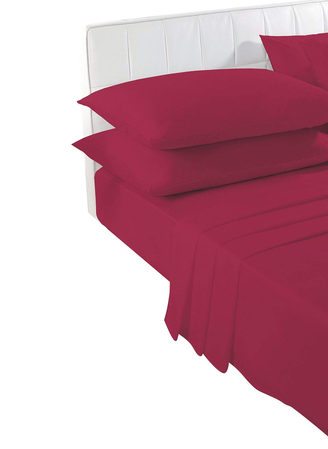 voice 7 Red Super King FLAT Bed Sheet - Plain Dyed Poly Cotton Percale Quality Flat Sheets (Red - Super-King Flat)