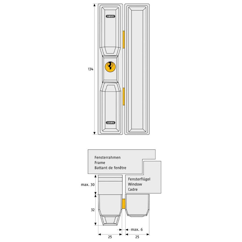ABUS Fenster-Zusatzsicherung FTS88 AL0125 - Fensterschloss mit 2 verkrallenden Stahlriegeln, gleichschließend - ABUS-Sicherheitslevel 9 - 31739 - weiß