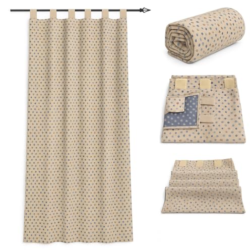 Cortina para Puerta Exterior: Elegancia y Protección para tu Entrada en la Calle 140x260cm - Lunares Azul.