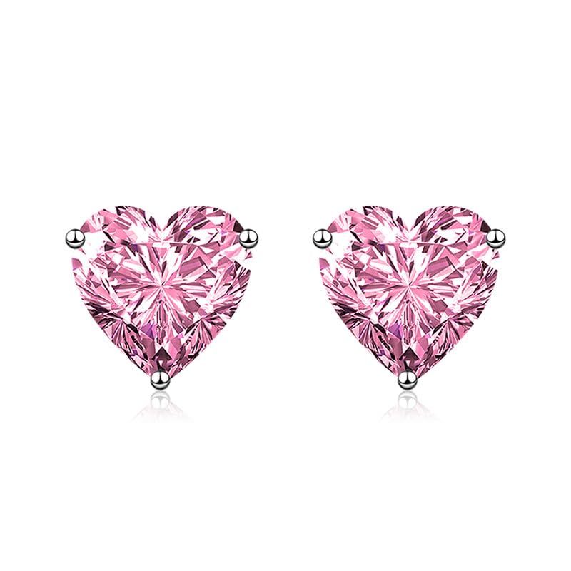 Designs & You Crushed Ice Cut Cubic Zirconia Silver Plated Pink Heart Shaped Stud Earrings (B0CF9NHML9) Amazon Price History, Amazon Price Tracker