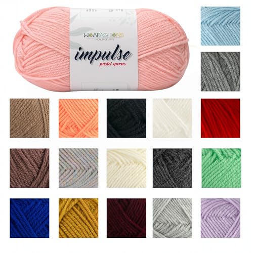 Image of WOAFashions Impulse Hand Knitting & Crochet Yarn, Premium Acrylic, 4 : Medium (Peach Pink) (4x100gms / 14.1oz)