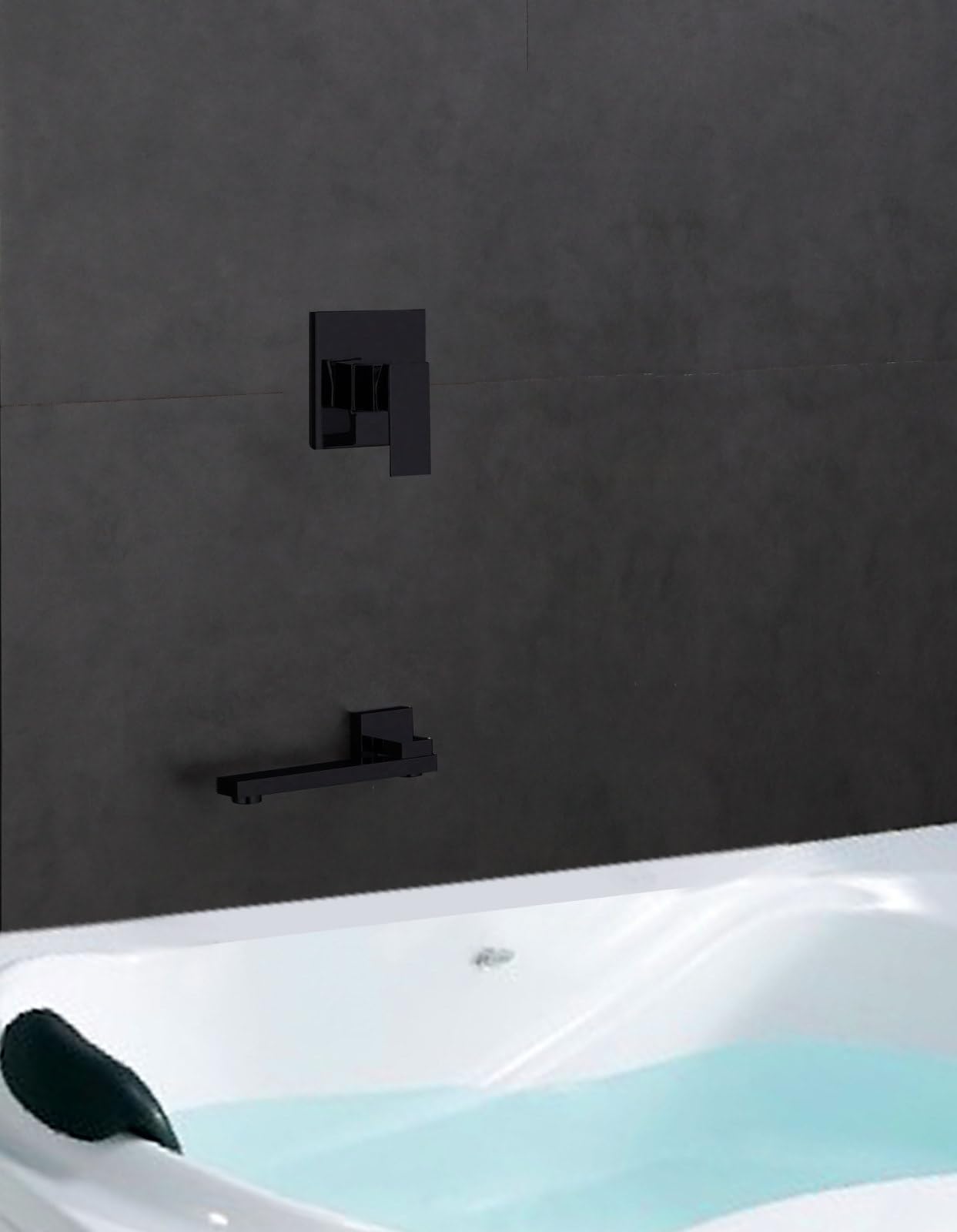 ASerZenith Black Full Copper Bathtub Embedded Wall Shower Concealed Shower Waterfall Washbasin Faucet Hidden Hot and Cold Set(D2 Single Faucet)