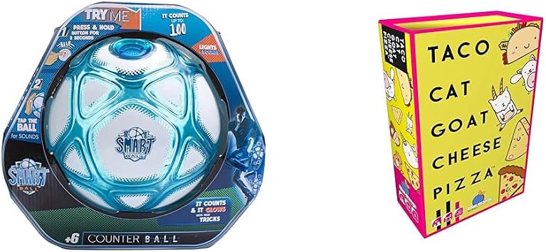 Smart Ball SBCB1B Football Gift for Boys and Girls from 6 Years Old Kick Up Counting Power Ball with Bright Lights and Sounds Training for Children, White and Blue