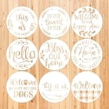 Welcome Stencils for Painting on Wood, 12” Round Stencils for Painting, Stencil for Crafts Reusable Drawing Templates for Door Hanger, Porch Wood Sign, Welcome Mat