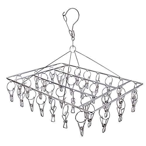 Homnoble Étendoir Chaussettes, Séchoir à Linge Rotatif en Acier Inoxydable Étendoir à Linge pour Chaussettes sous-Vêtements Soutiens-Gorge Vêtements de Bébé Gants, 1 Pack Hanger
