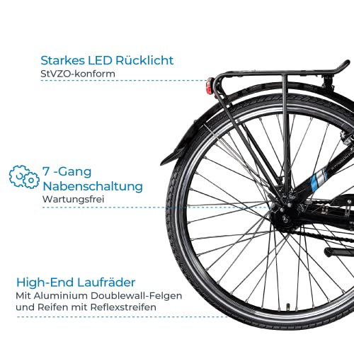 ZÜNDAPP E Bike City Elektrische fiets voor dames, 26 inch, voor 140-165 cm, 7 versnellingen e-bike voorwiel motor, e… - Afbeelding 5