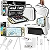 Orzly Accessory Bundle kit for Nintendo Switch Oled Accessories Essentials Pack Case and Screen Protector Comfort Grip Cover Headphones charger cable Games holder and more – Gift boxed OLED Edition