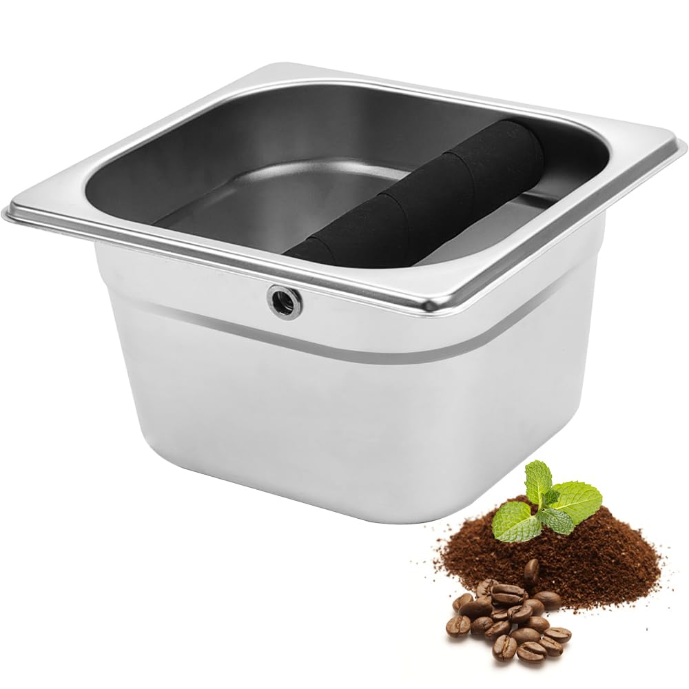 Caja Para Posos De Café De Acero Inoxidable - Con Mango, Fácil De Limpiar, Depósito Extraíble