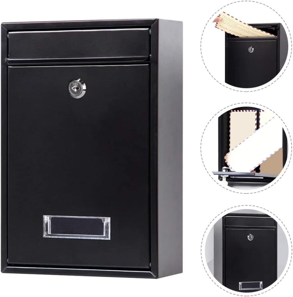 Cabilock Office Decor Wall Mount Mailboxes Letter Box: Newspaper Mailbox House Wall Decor with Lock Metal Post Box Galvanized Metal Bird Post Mailbox Lock Box