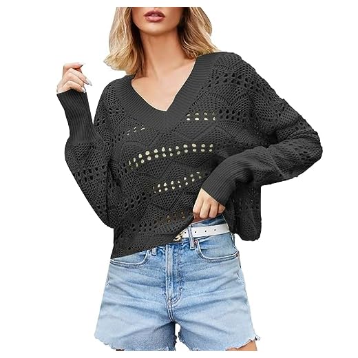 Jersey Stradivarius Mujer - SuéTer Sexy De Comercio Exterior De Punto De Diamante Hueco con Cuello En V De Color SóLido para Mujer Broche Vestido Novia