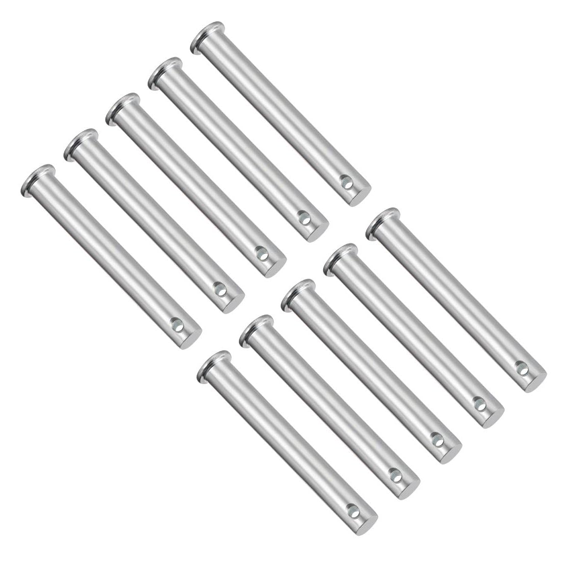 TA-VIGOR 10pcs 10 x 70mm Clevis Pins Single Hole, Zinc-Plated Steel Flat Head Link Hinge Pin Fastener for Mechanical Linkage, Ship Rigging, Fixed Parts