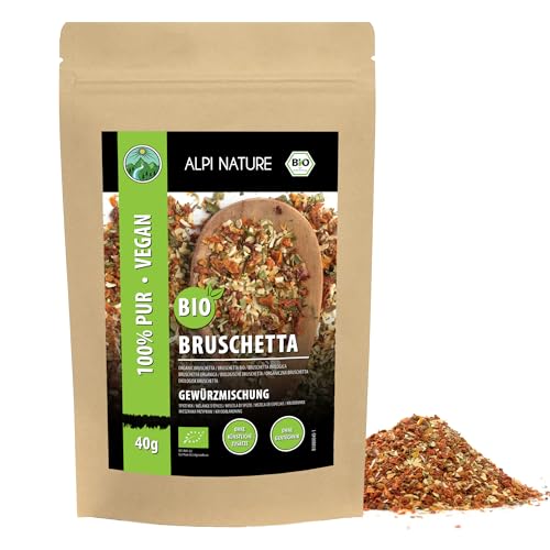 Especias bruschetta orgánicas (40g), mezcla de especias orgánicas, especias para pan, 100% naturales, ingredientes orgánicos, sin aditivos artificiales