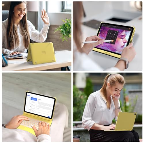 Image of typecase Touch iPad 11th 10th Generation Case with Keyboard (11 inch 2025, A16 & 10.9 inch 2022) - 360 Rotatable, 11-Color Backlit, Multi-Touch Trackpad, Pencil Holder, Thin & Light - Yellow