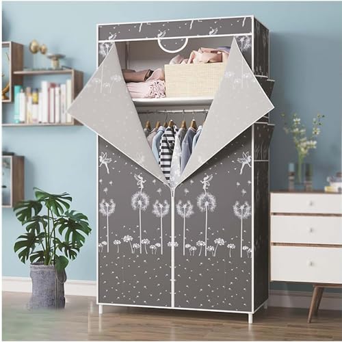 Stoff-Kleiderschrank, Segeltuch-Kleiderschrank, tragbarer Kleiderschrank, Kleideraufbewahrungsschrank, Kleideraufbewahrung, Organizer mit Kleiderstange, Stoffschrank für Kleidung, Taschen, Spielzeug