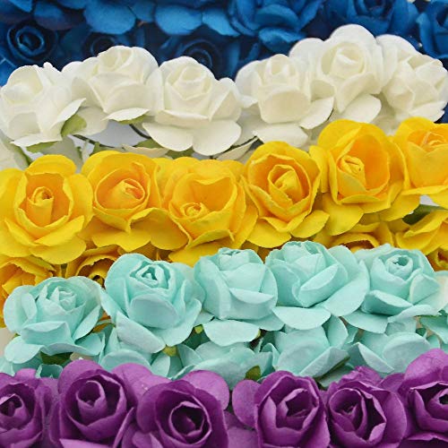 Zorpia 144Pcs 3/5 Inch Assorted Colors Mini Paper Flowers Artificial Paper Flowers For Crafts And Decoration (Yellow) #TOP2