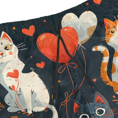 Men's Swim Trunks Size S Cat Balloons with Mesh Lining Soft Breathable Quick Dry Beach Shorts Black4