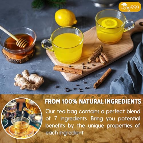 Image of TOG999, 120 Bags Premium Turmeric Ginger Cinnamon Tea. Upgraded Version. Improve Digestion, Support Brain, Weight, Skin and Sleep. Eco-Conscious Tea Bags. No Sugar, No Caffeine, No Gluten, Vegan.