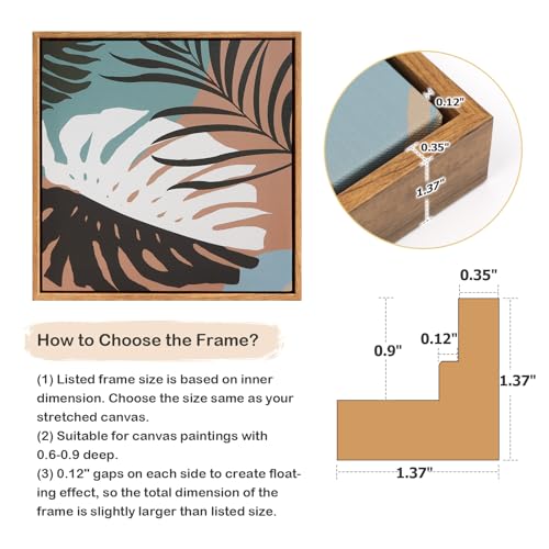 Image of 8x8 Floating Canvas Frame for Abstract Prints,0.9 inch Deep,Dark Brown