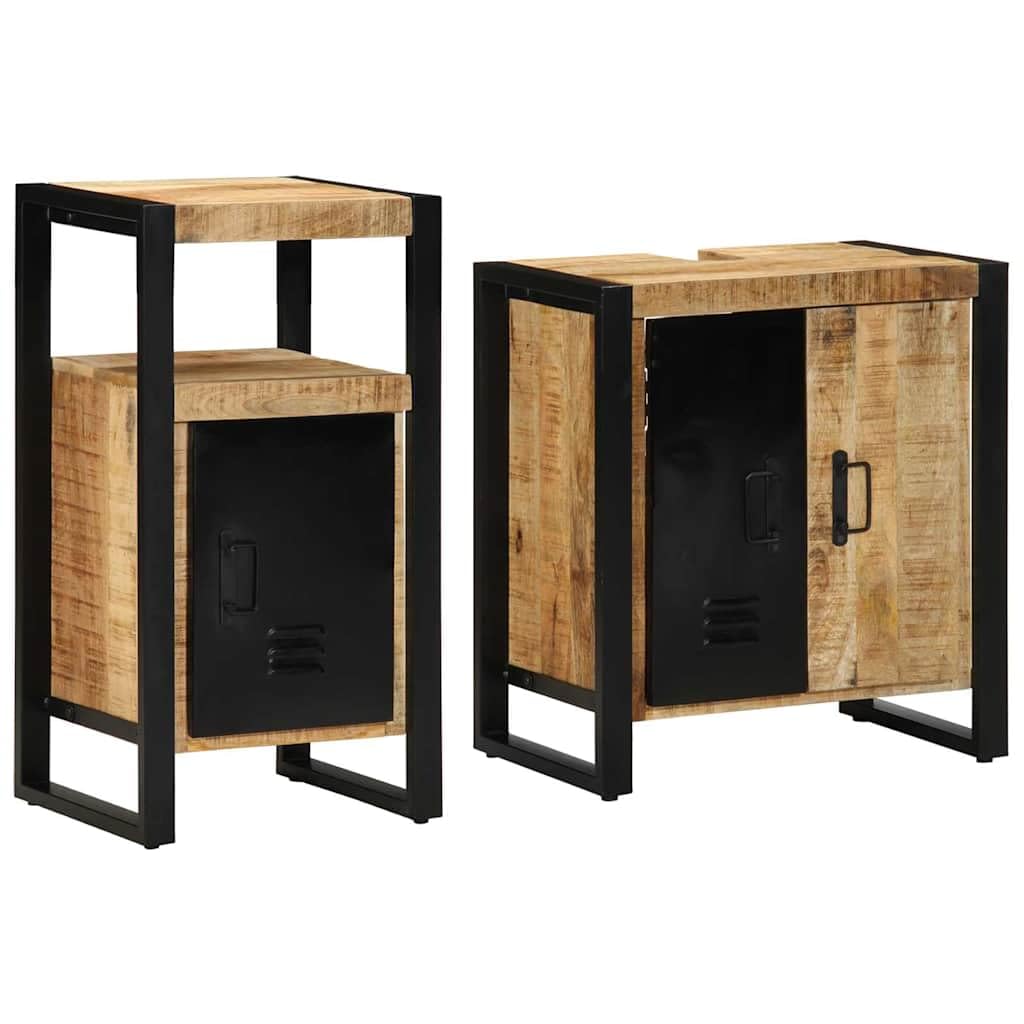 Badezimmermöbel-Set, 2-teilig, Braun und Schwarz