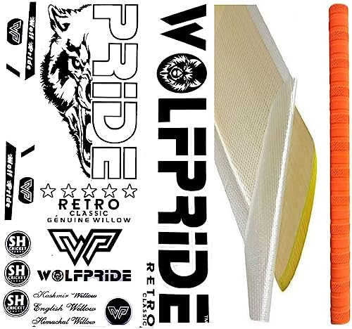 Image of O /WHITE RETRO CRICKET BAT STICKER COMBO KIT (STICKER, ANTI SCUFF SHEET) Bat Sticker (Multicolor)