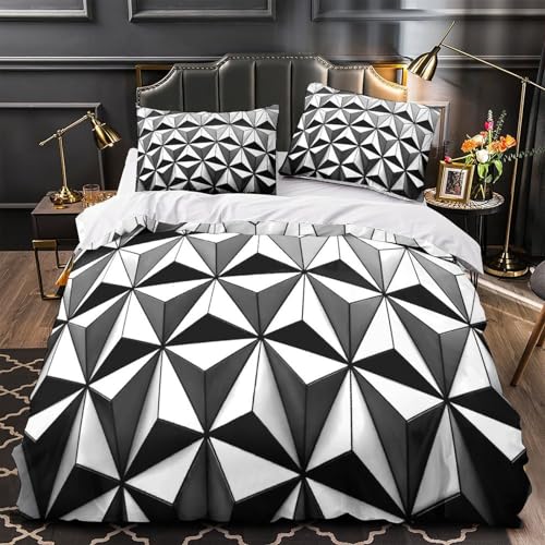 Housse de couette géométrique 3D sans repassage éclair caché double - 2