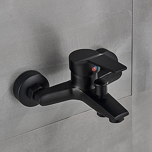 Robinet de douche mitigeur noir mat mural pour salle de bain