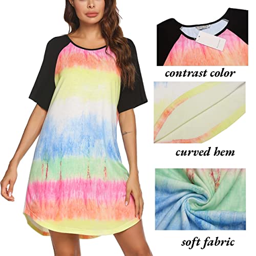 Image of Ekouaer Sleep Shirts for Women Short Sleeve Night Shirts for Sleeping Pullover Nightgown Soft Nightdress S-XXXL