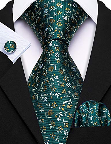 Image of Barry.Wang Ties for Men Silk Tie Sets Polka Dot Woven Necktie Pocket Square Cufflinks Business Wedding